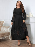 Plus Size Lace Over-the-Knee Maxi Dress