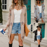 Mid-Length Five-Pointed Star Knitted Cardigan