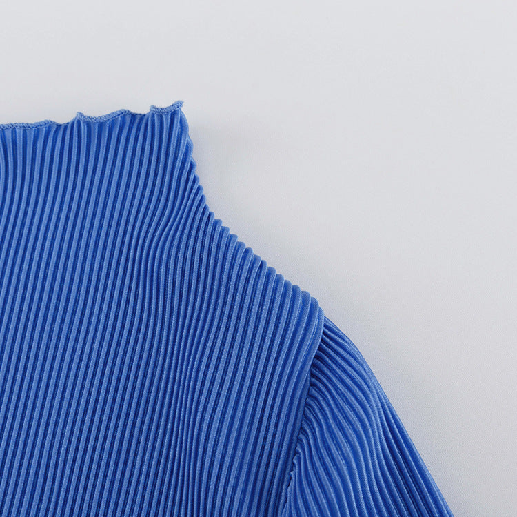 High Waist Blue Wide Leg Pants Suit