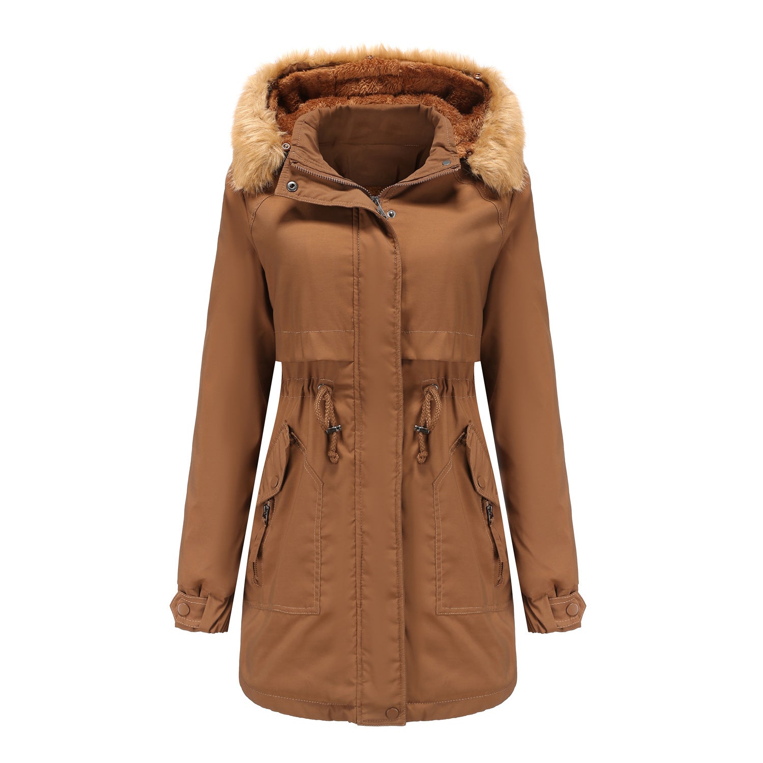 Steppparka mit abnehmbarem Pelzkragen