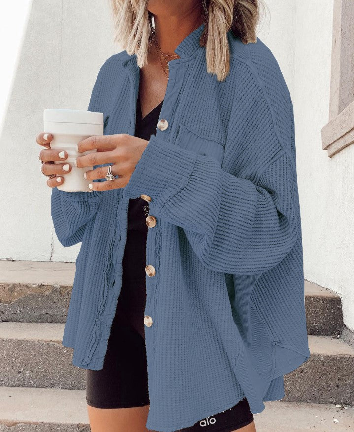 Asymmetrische Shacket mit Polokragen und Taschen