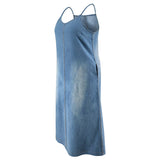 Sling-Maxikleid aus Denim in Übergröße