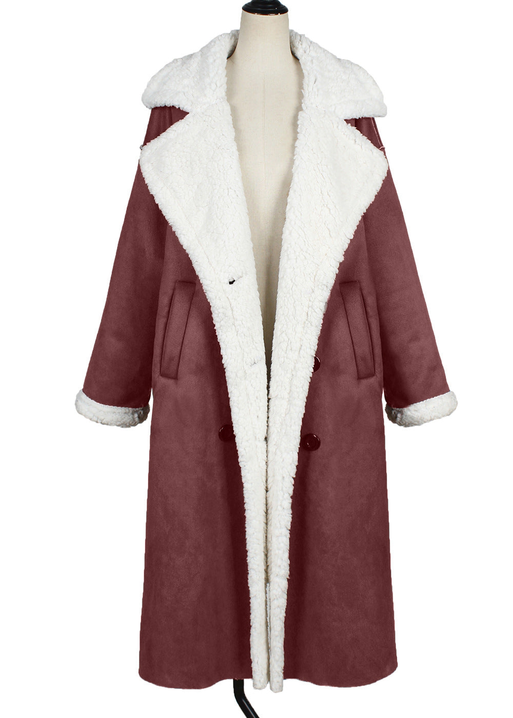 Women’s Thickened Fleece Lamb Wool Long Fur Coat