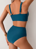 Bikini-Badeanzug mit hohem Bund und Schlitz