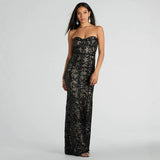 Robe longue tube noire à sequins – Édition soirée