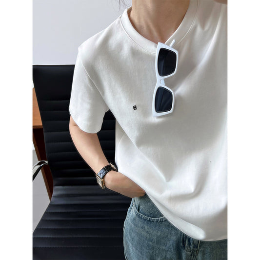 Letter Graphic Embroidered Short Sleeve T-Shirt for Women