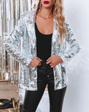 Sequin Collared Casual Loose Blazer