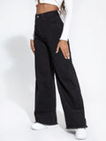 High Waist Wide Leg Stitched Jeans