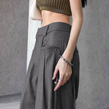 Pantalon tissé ample taille basse rétro
