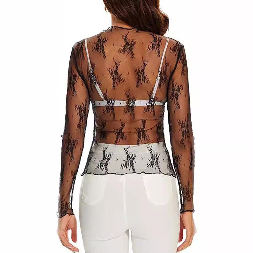 Long Sleeve Slim Lace Pullover Sun-Proof Base Layer