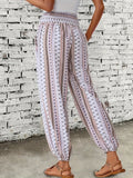 Pantalon décontracté ample à taille élastique pour femme, imprimé ethnique bohème