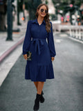 Damen Hemdkleid mit Rüschen und Gürtel