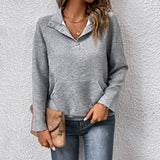 Klassisches einfarbiges Langarm-Sweatshirt für Damen