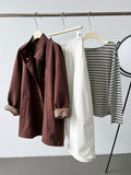 Trench-coat minimaliste japonais à col montant