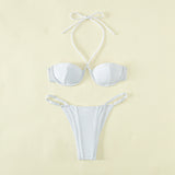 Maillot de bain bikini à lacets et armatures en acier imprimé léopard