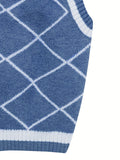 Retro-Oberbekleidung, Strickweste – lockerer Pullover mit V-Ausschnitt, rhombisch, weich, klebrig, Mädchenherz, ärmelloses Westentop für Damen