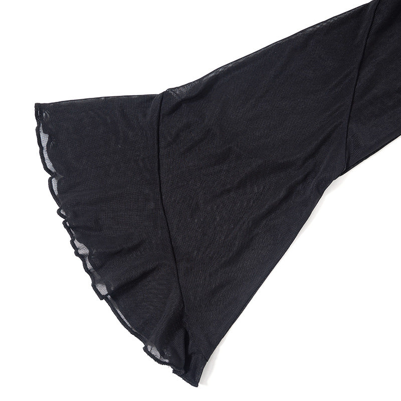Beachwear-Netzkleid mit Holzdetails