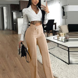 Pantalon de bureau à jambe large et coupe bootcut pour femme