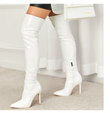 High Heel Patent Leather Stretch Knee Boots
