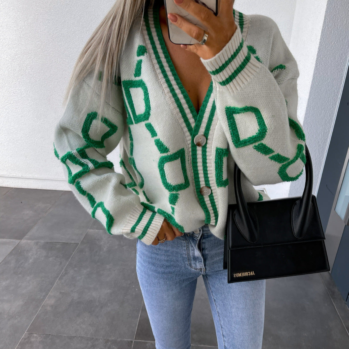 Manteau pull cardigan en tricot ample