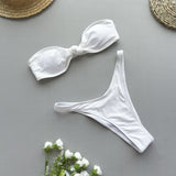 Maillot de bain bikini tube sexy de couleur unie