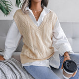 Strickweste mit Cut-Out-Twist und V-Ausschnitt für Damen