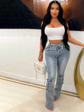Multi Pocket Denim Trousers with Double Layer Design