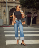 Retro High Waist Elastic Straight Jeans