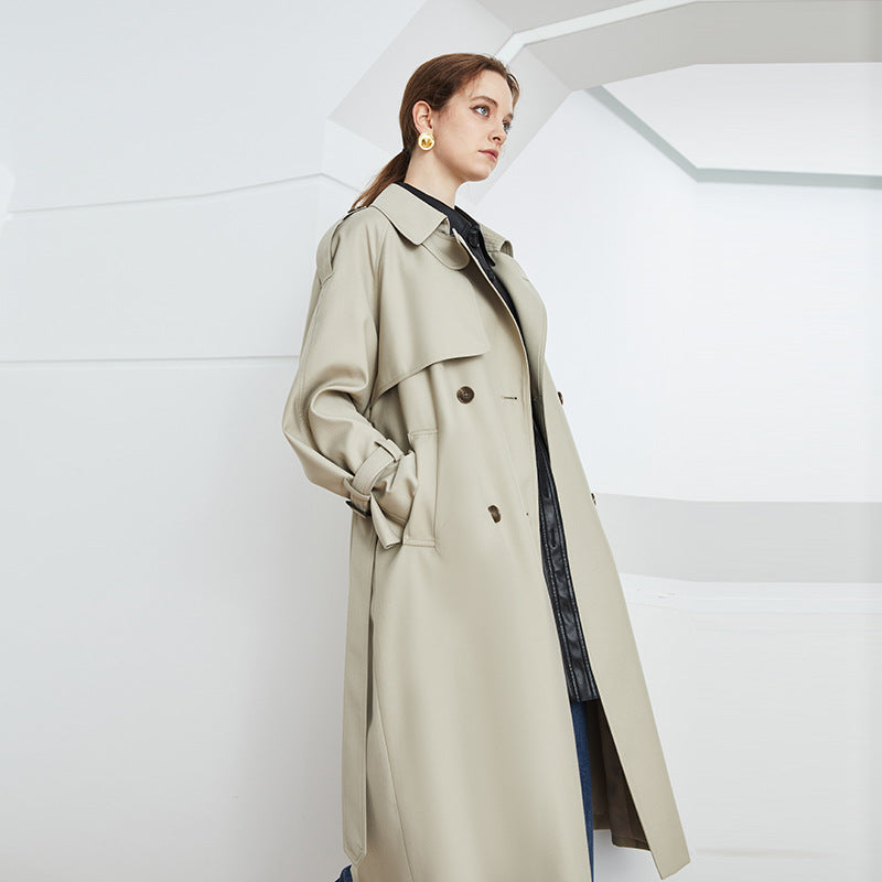 British Double Breasted Extended Trench Coat