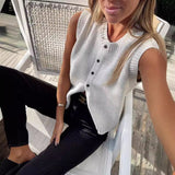 Casual Single-Breasted Knitted Vest Cardigan Top for Women