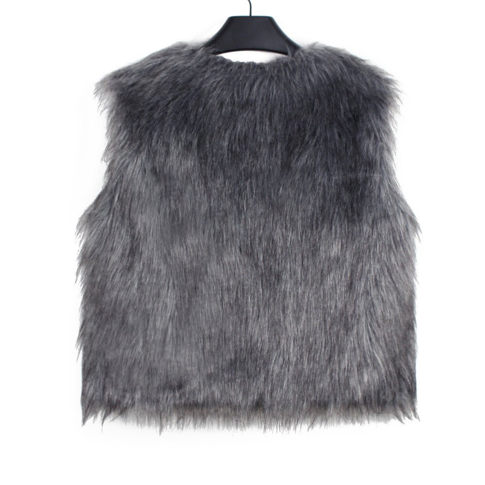 Faux Fur V-Neck Vest Top