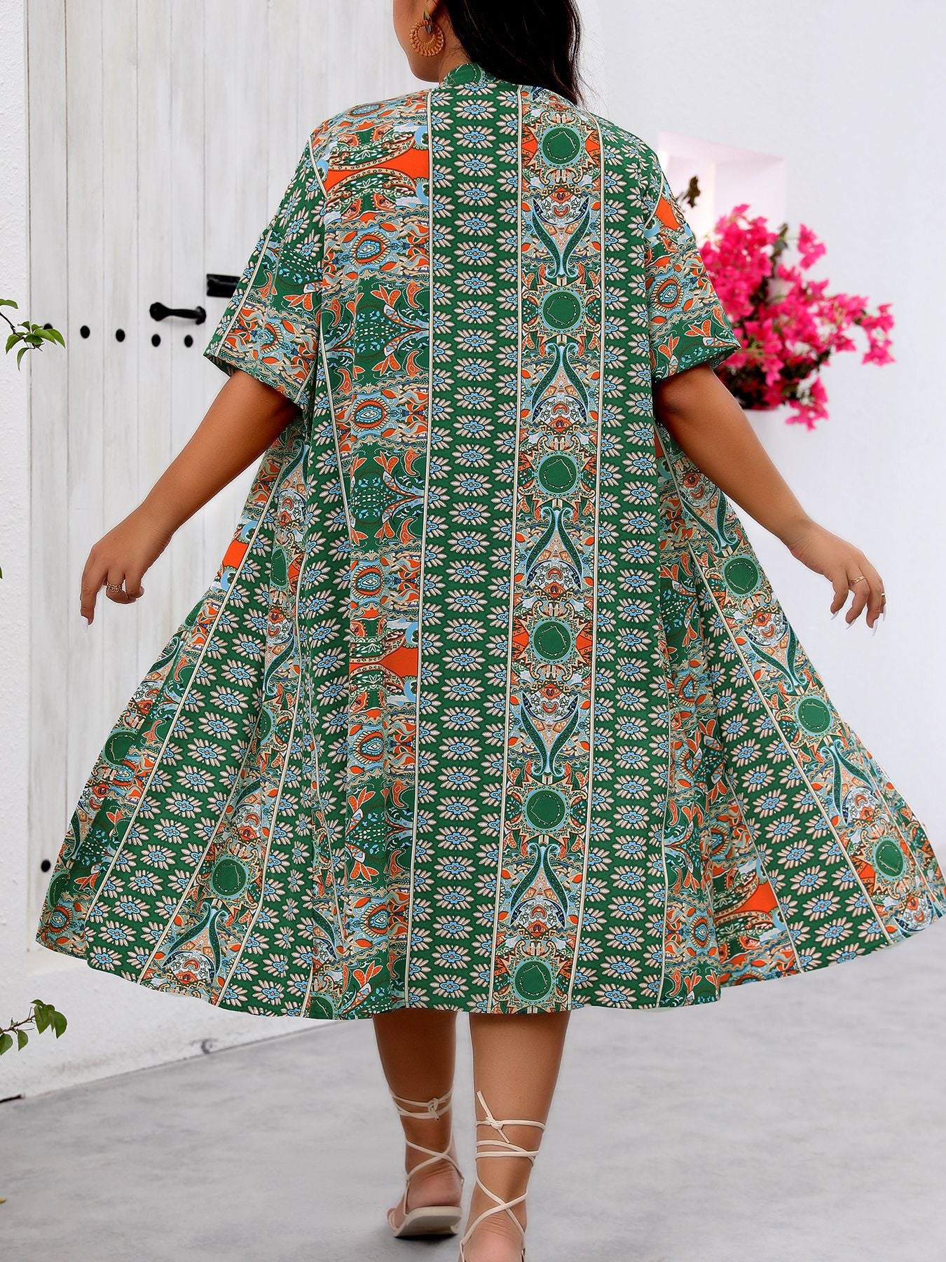 Plus Size Holiday Floral Print Elegant Two-Piece Set