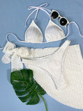 Ensemble bikini trois pièces dos nu à lacets