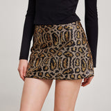 Sexy High-Waist Slim Hip Leopard Print Sequin Skirt