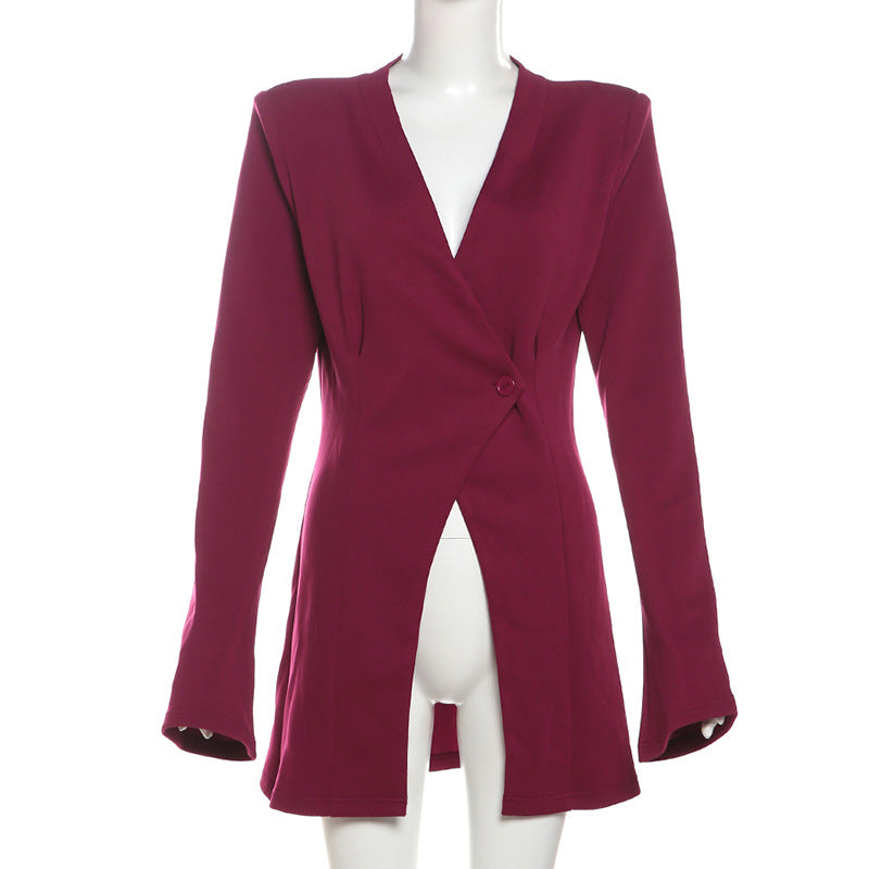 Slim Fit Einfarbiger Winterblazer