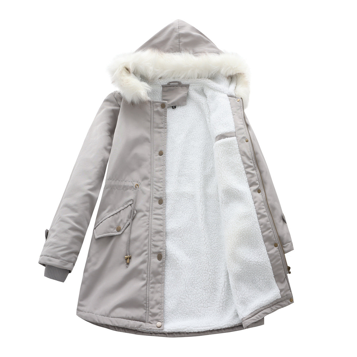 Winter Detachable Fur Hooded Cotton Coat
