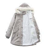 Winter Detachable Fur Hooded Cotton Coat