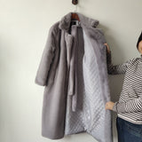 Women's Faux Rabbit Fur Coat – Knee-Length Thickened Plush Warm Coat