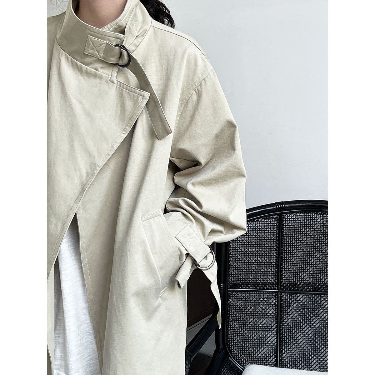British Minimalist Over-the-Knee Trench Coat