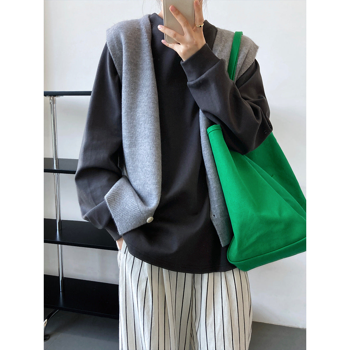 Solid Color Round Neck Long Sleeve Bandage Dress T-Shirt for Women