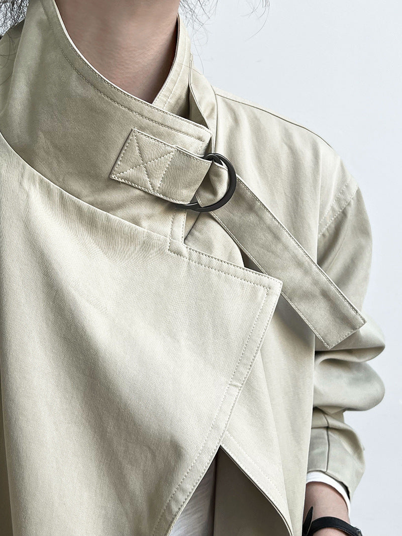 British Minimalist Over-the-Knee Trench Coat