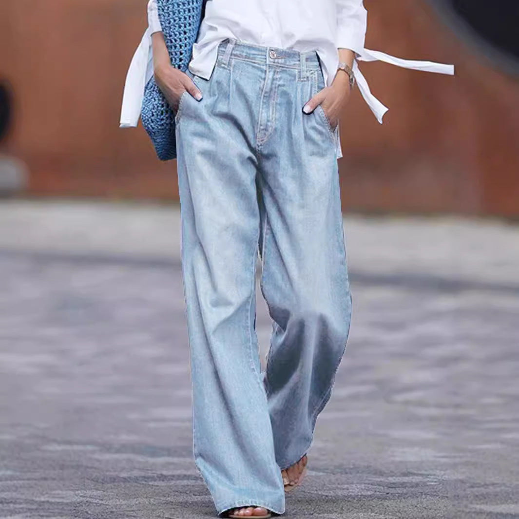 Loose Fit High Waist Mopping Pants