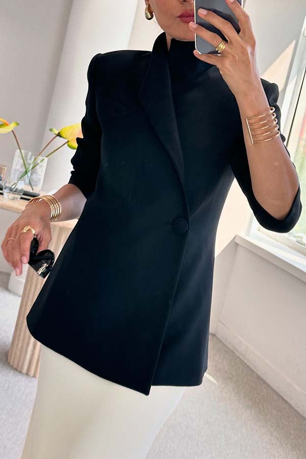 Satin Single Breasted Long Sleeve Coat