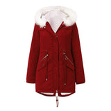 Velvet Cotton Warm Parka with Fur Collar