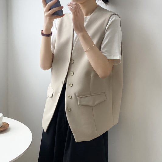 Loose Sleeveless Single Breasted Vest