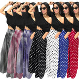 Pantalon évasé à jambe large et pied-de-poule