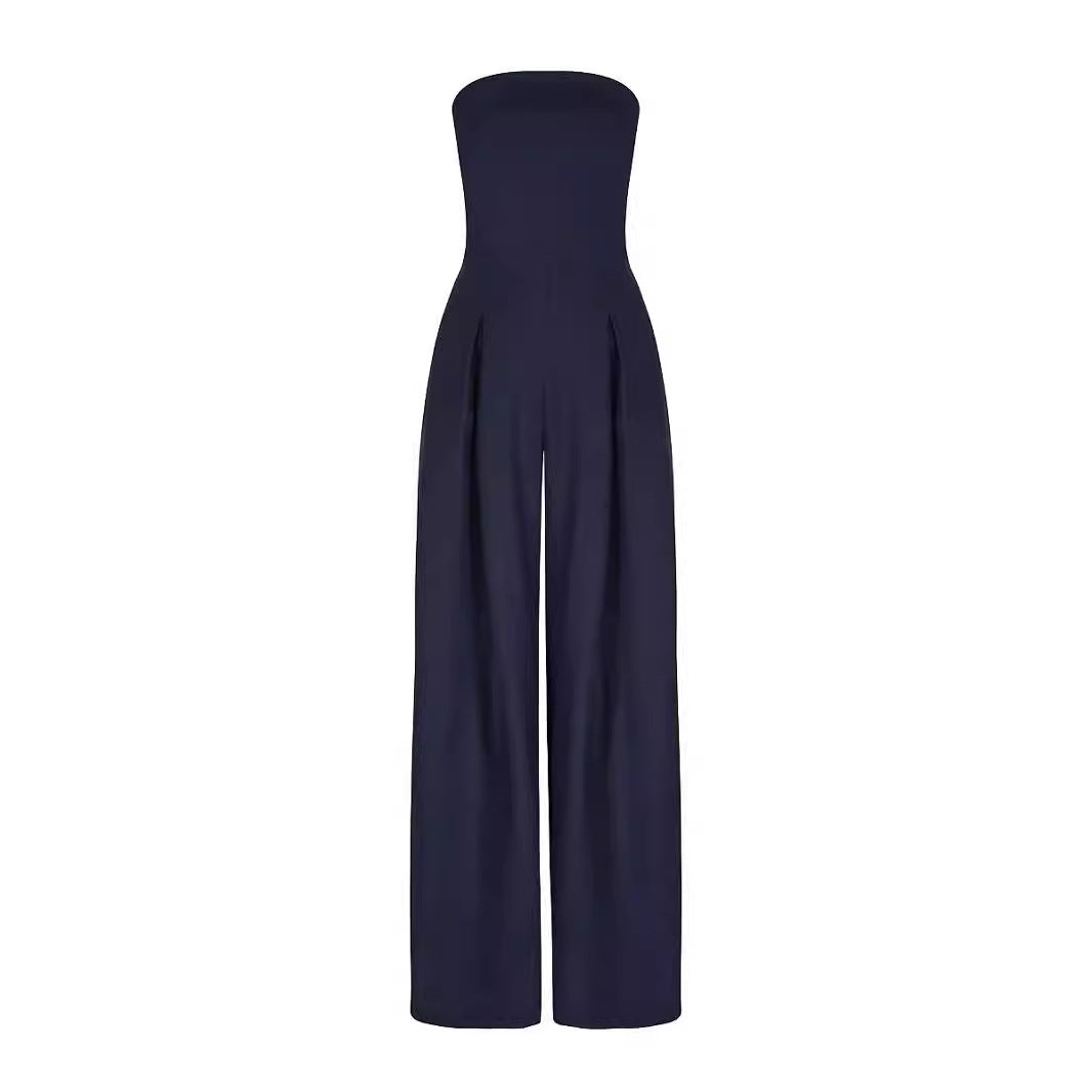 Backless Slim Fit Smocked Casual Jumpsuit