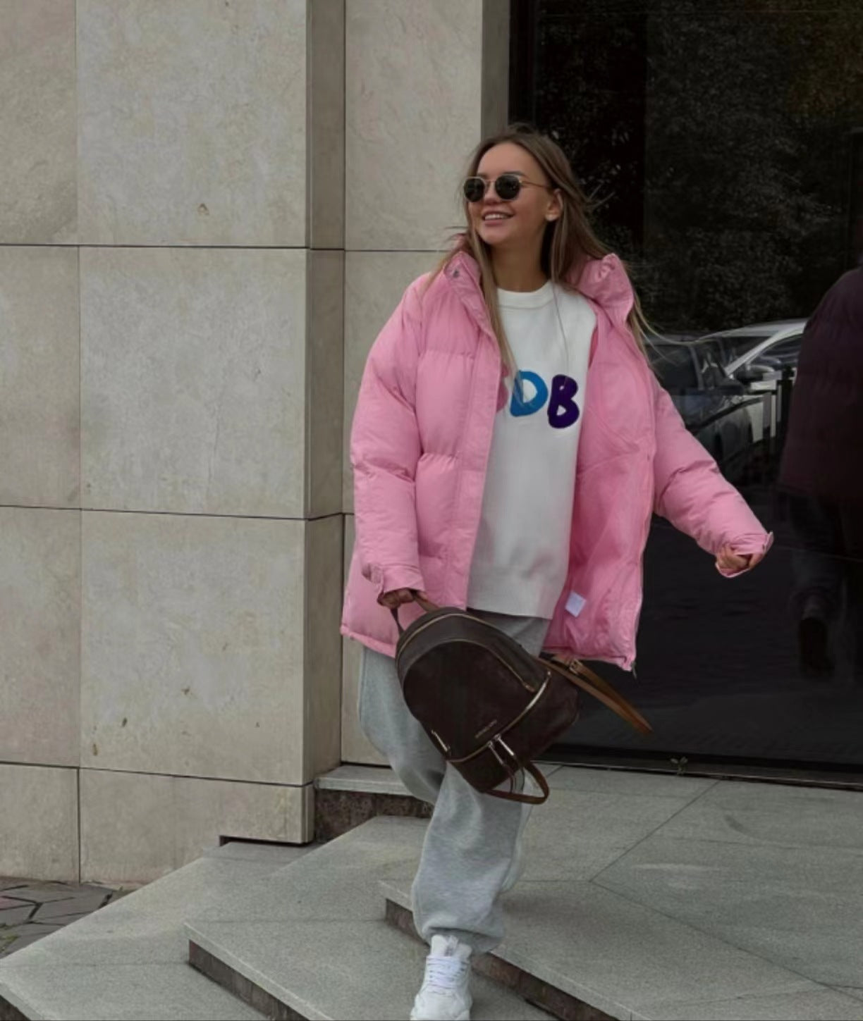 Contrast Letter Print Round Neck Casual Sweatshirt