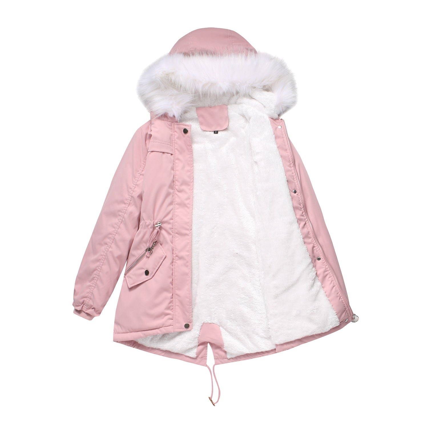 Velvet Cotton Warm Parka with Fur Collar