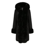 Mid-Length Padded Parka with Fur Collar